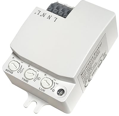 LED ATOMANT Pack 2X Detector de Movimiento por Radar HF 5.8GHz, con Sensor Luminico Regulable, Alcance 10m, Invisible, Instalacion en Interior de plafones, para LED