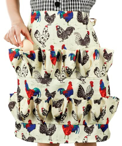 Homaisson Eierschürze mit 15Taschen, Durable Canvas Ei Sammeln Holding Schürze Ei Sammeln Schürze für Huhn Ente Gans Eier, Ei Carrier Canvas Schürze für Hausfrau Bauernhaus