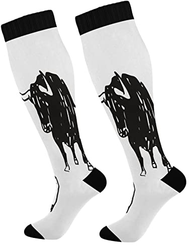 IUBBKI Corrida Torero España Torero Esperando Toros Calcetines de Moda para Mujeres y Hombres Deporte Rodilla Alta Calcetines de Compresión Soporte para Correr Senderismo Fitness, Multicolor, Talla