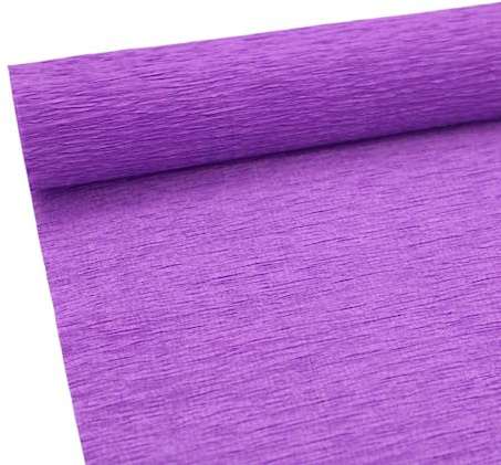 70 g premium crepe pappersrulle för blomtillverkning vit grön rosa crepe pappersark streamer, 25 cm bredd, 2,4 m längd (violett)