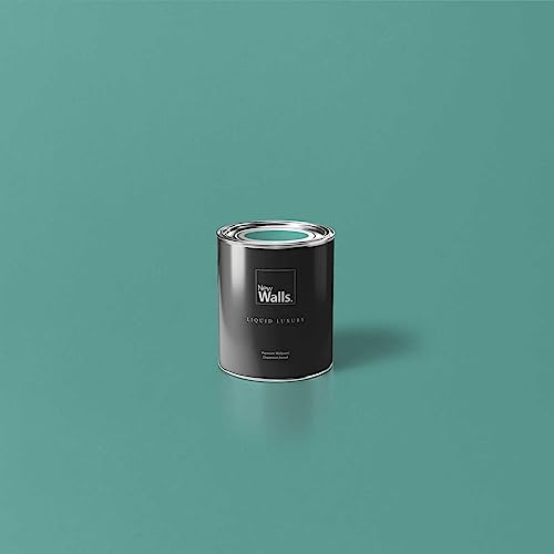 New Walls Premium Wandfarbe Blau, Mint Liquid Luxury Dispersionsfarbe für Innenräume – 1 L