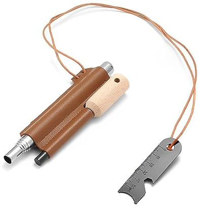 JIEYUCHU Survival Fire Steel, Magnesium Ferrocium Rod Firesteel, Fire Starter Kit with Handcrafted Wood Handle and Scale Scraper,for Outdoor Emergency Survival Tool for Camping Hiking