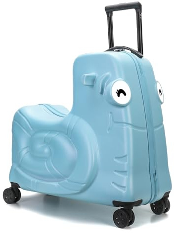 SEA PUNK Kids Luggage, Kids Ride-on Luggage with Spinner Wheels Suitcase, Kid's Ride-On Suitcase Help Your Child Relax, Carry On Trolley with Password Lock (Blue, 20 inches)