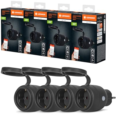 LEDVANCE SMART+ MATTER Outdoor Plug, kompakte Außensteckdose mit Energieverbrauchskontrolle, steuerbar über Matter over WiFi, kompatibel mit Alexa, Google Home und Apple Home, 4er-Pack