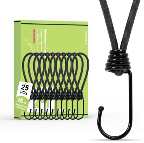 Brotree Spänngummi med Boll 50 Stycken 15cm Gummispännare med Kula Expanderslingor med Boll Robust för Presenning, Tält, Paviljonger, Banners, Camping - Svart