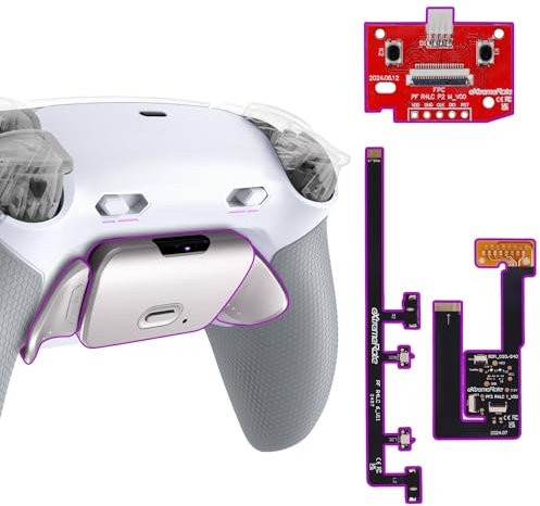 eXtremeRate RISE Plus MAX RMB Tasti Aggiuntivi per ps5 Controller BDM-030/040/050,Palette Posteriori Metallo Clicky Trigger Stop Remap Kit per ps5 Joystick-Senza Controller-Bianco Grigio