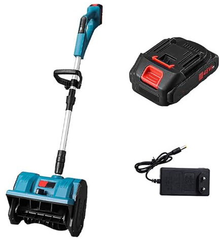 Pala Da Neve Leggera, Turbina Da Neve Senza Spazzole con Impugnatura Anteriore Regolabile, Doppio Interruttore Di Sicurezza, Turbina Da Neve Portatile per Vialetti e Patio(One Battery)