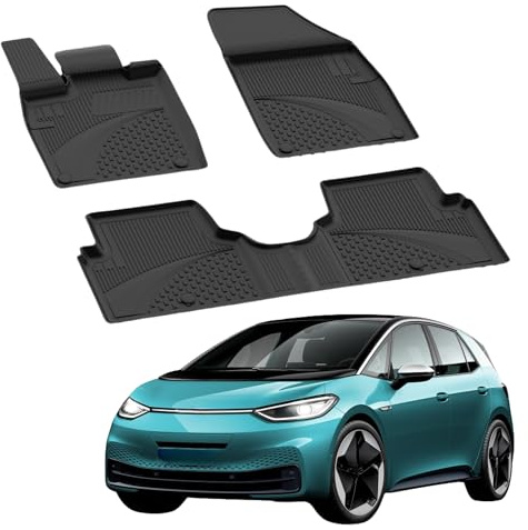 Golvmattor bilmattor kompatibla med Volkswagen ID3 2019-2026 | 4,5D Premium TPE gummi halkfria gummimattor vattentät bil bilmatta svart