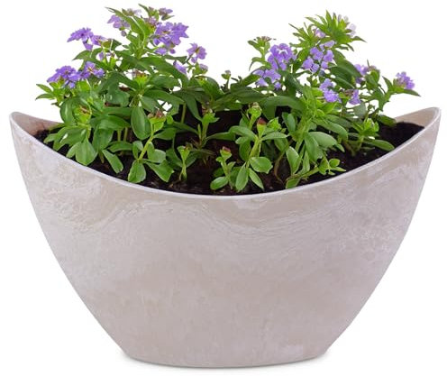 matches21 HOME & HOBBY Hohe Deko-Schale Vintage Sand-beige 24 x 10 x 14 cm Outdoor Pflanz-Schale Tischdeko