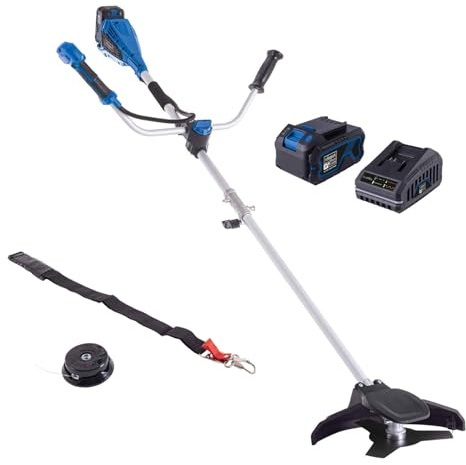 Scheppach Desbrozadora inalámbrica BC-BCH330/20-X Set L Brushless | ancho de corte 330 mm/desbrozadora 255 mm | hilo 4 m/1,6 mm | serie IXES de 20 V | incluye batería de 4 Ah + cargador de 2,4 A