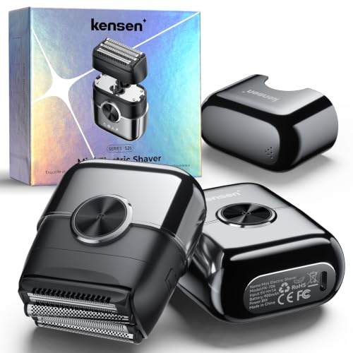 4D Folienrasierer Herren, kensen Mini Foil Shaver 120Min Wasserdicht | Elektrorasierer Herren Usb-C Rasierapparat Elektrischer Rasierer Trockenrasierer Tragbar für Bart Gesicht Reise