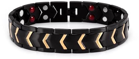 YSJNGF Charm-Armband Germanium-Heilungsenergie-Armband, männlich, schwarz, magnetisches Armband, Pfeil, goldfarben, Kettenglied, 15 mm, Stahl, magnetisches Armband, Geschenk (Farbe: Schwarz)