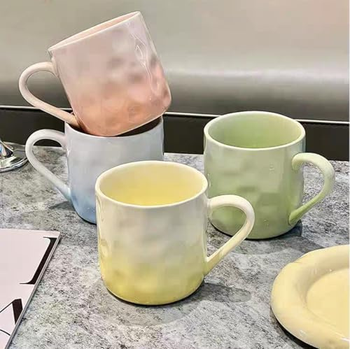 Pykrudo Set di 4 tazze in ceramica da 350 ml, per caffè, tè e vin brulé, espresso, blu, verde, giallo e arancione