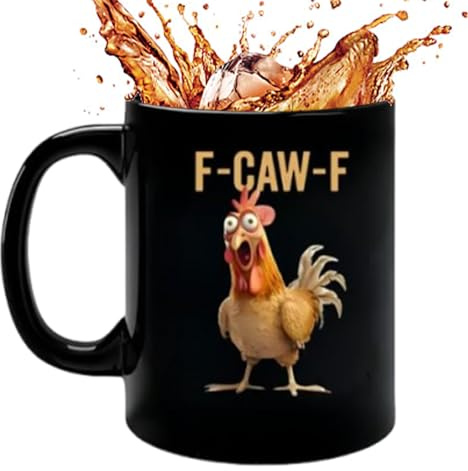 Funny Chicken Mug, Rooster Cup, Ceramic Farmhouse Themed Mug with Ergonomic Handle - Animal Tea Cup(no Sound)