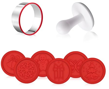 Christmas Cookie Stamps Silicone Cookie Stamps Cookie Cutter Biscuit for DIY Christmas and Daily Baking Set of 6