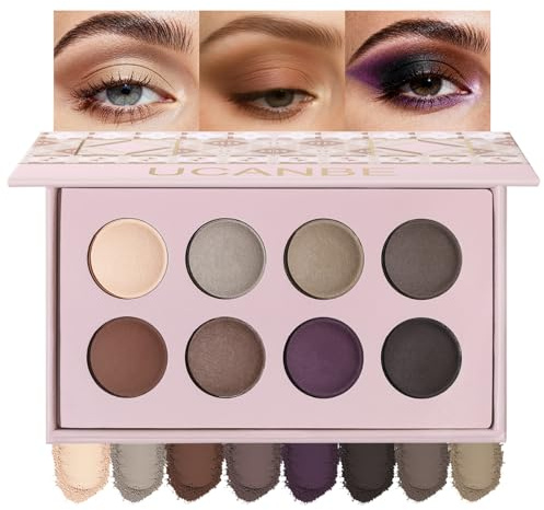 UCANBE Nude Lidschatten Palette 8 Farbtönen – Rauchige, Matte Lidschatten Hoher Pigmentierung, Geschmeidig Gut Verblendbar (01 Matte Edition)