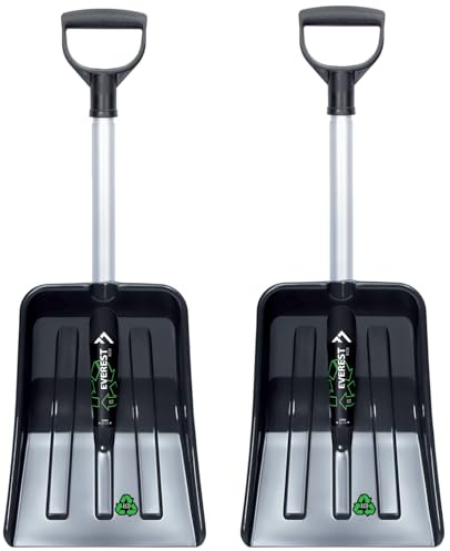 2X Schneeschaufel Schaufel Everest Eco ausziehbar in Schwarz – kompakte Autoschaufel aus Kunststoff mit Teleskopstiel – ideal für Winter, Auto, Camping und unterwegs | 26,5 x 34 x 69,5 cm