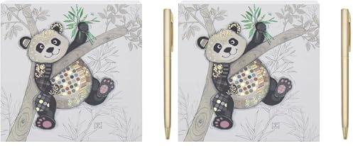 L & P Home & Gifts Po Zi Panda Memo Block | Designed By Bug Art | Artistic Square Memo Block For Office, Home or Schools | Murphy Mutt Memo Pad Block With Lovely Designs (Pack of 2)
