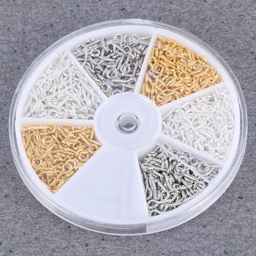 Homoyoyo Juego de 900 Tornillos de Ojo de Oveja Multiusos, Gancho Roscado Autorroscante de Hierro Enchapado, Tamaños Variados, Colores Mixtos, para Bricolaje, Manualidades Color Aleatorio