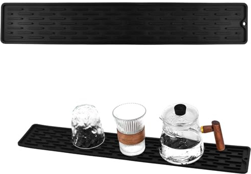 Ziyonix Tappetino Scolapiatti Stretto Tappetino Drenante per Cucina Tappetino Silicone Cucina Paraspruzzi Cucina Antiscivolo Tappeto Scolapiatti Cucina per Bottiglie Bicchieri Taglieri (70*10CM)