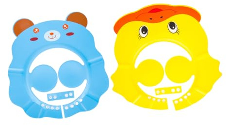 GLEAVI Gorro de Ducha Ajustable para Bebés y Niños Visera Protectora de Eva, 2 Piezas para Evitar Agua en Ojos y Orejas Durante el Baño