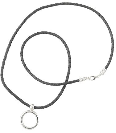 Calabria Giorgio Fedon Leather Eye Glasses Necklace Holder String Grey Silver Women Eyeglass Chain Sunglasses Metal LA. Loop