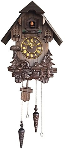 Vmarketingsite Wall Cuckoo Clocks Black Forest Wooden Cuckoo Clock. Black Forest Hand-Carved Cuckoo Clock. Bright Cuckoo Bird Sounds On The Hour and Chime Has Automatic Shut-Off. Excellent Gift.