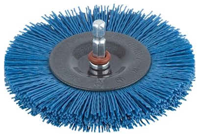 wolfcraft Nylondraht-Scheibenbürste, soft, ø100 mm - 2727000 - zum Reinigen und sanfteren Polieren von Holz und Blech - schonendes Arbeiten durch die feinkörnige Nylondrahtbestückung