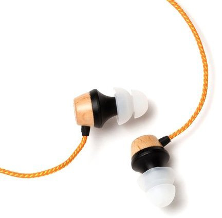 Symphonized ALN Premium Genuine Wood in-Ear Noise-isolating Headphones, Earbuds, Earphones with Mic (Orange Stripe)