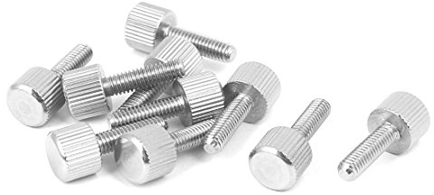 sourcing map sourcingmap® Tornillo cabeza de pulgar Piezas de ordenador caso acero inoxidable plana cabeza moleteada M4 x 14mm 10 piezas