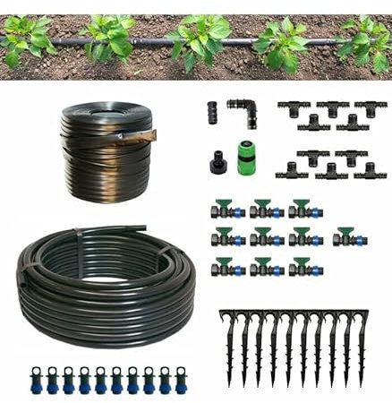 Kit Irrigazione Orto Manichetta gocciolante leggera 100 Mq Eco | Distanza Goccia ogni 30 Cm Impianto Completo raccordi