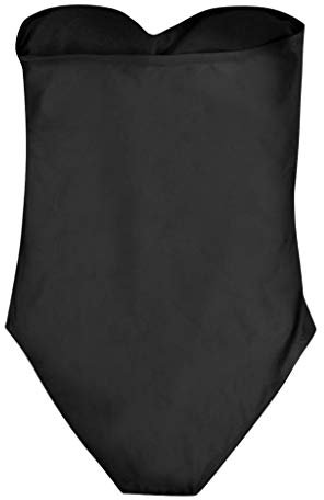 YEBIRAL Solid Strapless Bandeau Swimsuits for Women Black One-Piece Plus Size Tummy Control Bathing Suit Bikini Set