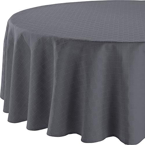 Erwin Müller Tischdecke, Tischwäsche Jacquard Karo, Paderborn dunkelgrau Größe oval: 160x220 cm - fleckabweisend, schmutzunempfindlich und leicht zu reinigen (weitere Farben, Größen)