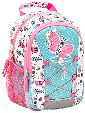 Belmil Kinderrucksack Mädchen für 1-3 Jährige - Super Leichte 290 g/Kindergarten/Krippenrucksack Kindergartentasche Kindertasche/Schmetterling/Pink Rosa Türkis (305-9 Little Butterfly)