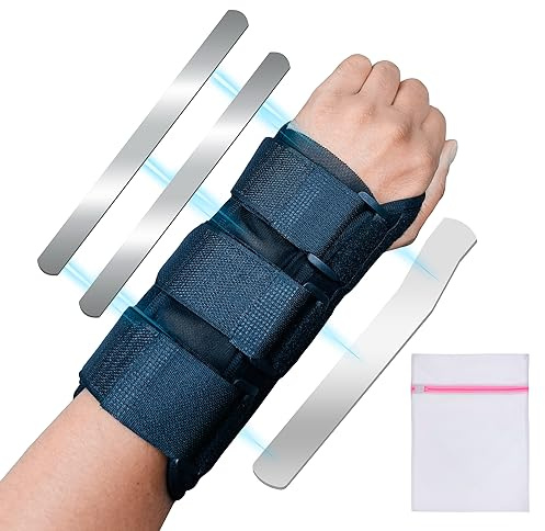 360 RELIEF Wrist Support Brace - Adjustable Straps & 3 Metal Splints for Stability | Ideal for Daily Activities, Sports, & Workouts | Small for Left Hand with Mesh Laundry Bag