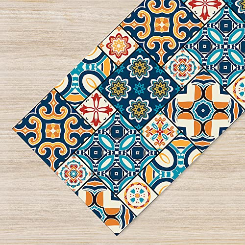 IlGruppone Tappeto Cucina Antiscivolo Made in Italy Passatoia Antimacchia Multiuso Corridoio Soggiorno Lavabile in Lavatrice - 50x100 - Mattonella Multicolor