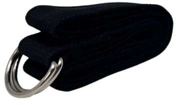 ATC Handels GmbH Yogagurt aus Baumwolle in verschiednen Farben mit stabilen D-Ringschnalle - Yogaband, Yogastrap, Yogaschlaufe für Yoga und Pilates, schwarz