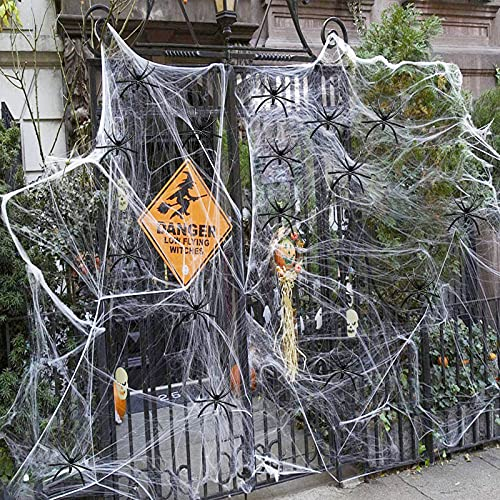 Set di decorazioni per Halloween, 200 g, ragnatele estensibili e 40 ragni artificiali, casa infestata e accessori per feste, atmosfera affascinante per la vostra festa di Halloween