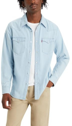 Levi's Men's Classic Western Shirt, (New) Evergreen Lt Chambray, Small