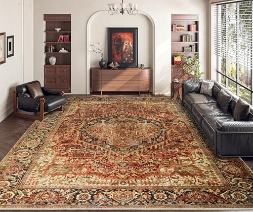 Aspire Homeware mattor för sovrum, vardagsrum, stor, 200 x 290 cm, traditionell matta, kashmirstil, majestätisk mjuk matta med kort lugg, vintagematta för matsal, lätt att