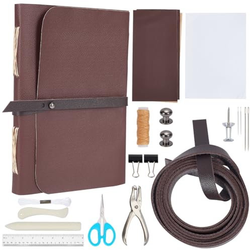 WEBEEDY Kit di Rilegatura per Principianti Diario in Pelle Fai-da-Te Set di Rilegatura di Libri Kit per la creazione di Libri Kit Fai da Te per Adulti Kit Completo di Forniture per Rilegatura con Fi