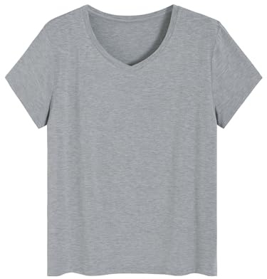 Latuza Women's Petite Tops Bamboo Viscose Pajama Sleep Shirt MP Light Gray
