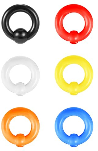 ZS 6 st pärlringar i fånget våraction BCR kulringar, 0G 2G 4G 6G 8G 12G PA ring, akryl näsa septum ringar piercade kroppssmycken för män kvinnor, Akryl Plast, Ingen ädelsten