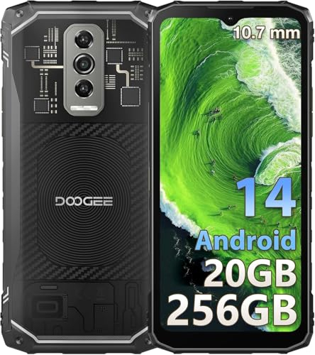 DOOGEE Blade 10 Ultra Outdoor Handy Ohne Vertrag Android 14, 20 GB + 256 GB Outdoor Smartphone, 10,7 mm ultradünn, transparente Rückseite, 5150 mAh, 6,56 Zoll HD+ 90 Hz, 50 MP, IP68/69K/NFC/GPS