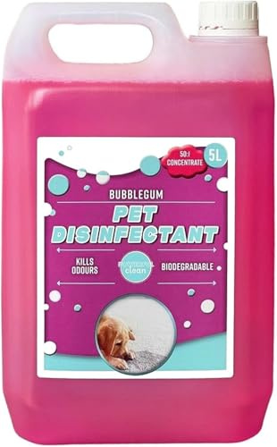 5L Pet Disinfectant Bubble Gum Pet Disinfectant Concentrated Cleaner And Odour Eliminator Dog Safe Kennel Disinfectant And Deodoriser Dog Urine Neutraliser (5L Pet Disinfectant Lemon)