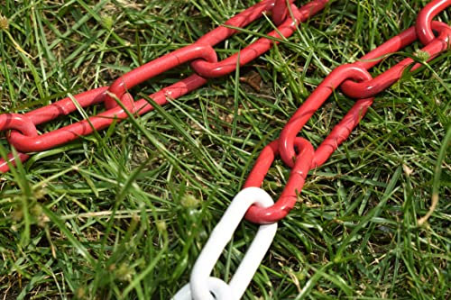 Chaîne Metal Rouge Blanc - Chaine signalisation 20 Mètres pour Sécurité,delimitation,Stationnement et Contrôle des Foules