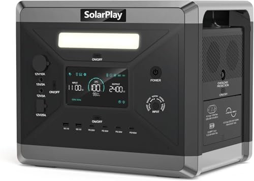 SolarPlay Q2501 Centrale Elettrica Portatile 2160Wh LiFePO4, 2400W Uscita Continua, Ricarica Solare Rapida, Generatore Portatile per Campeggio, Emergenza e Backup Casa