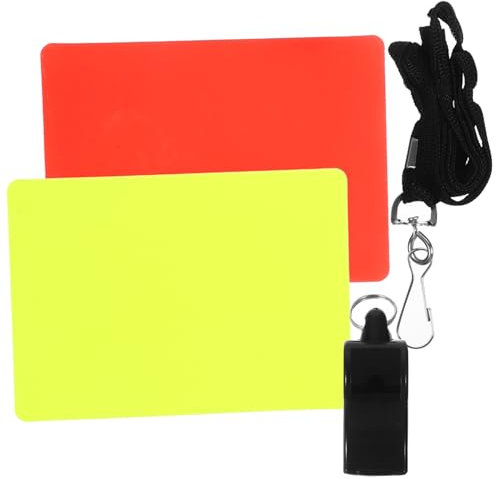 GAROZATION 3 Teiliges Set Schiedsrichterkarten Mit Pfeife Für Fußballspiele Multifunktionale Schiedsrichterkarten Für Sportveranstaltungen Inklusive Schiedsrichterpfeife Und