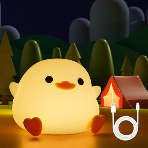 URAQT Luz de noche LED de silicona para niños, luz de noche de silicona con control táctil para bebé niña niño, decoración de habitación, estilo pato