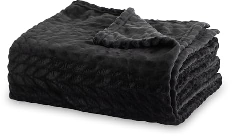 Winthome Kuscheldecke Flauschig Weich, Sofadecke Warme, Fleecedecke Kuschelige, Pflegeleicht, Blanket Für Kinder, Teenager, Erwachsene, Couchdecke Geeignet für alle Jahreszeiten (150x200cm, Schwarz)